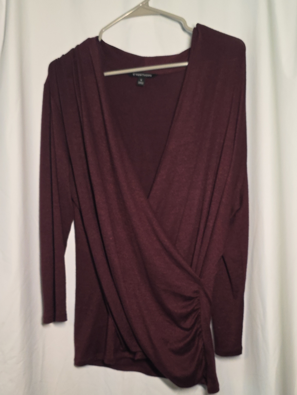 41 Hawthorn Wrap-Front Long Sleeve Top - Plum